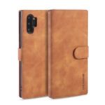 DG.MING Retro Style Leather Wallet Stand Case for Samsung Galaxy Noet 10 Plus – Brown
