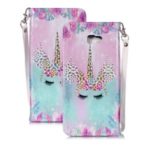 Glossy Pattern Printing Leather Wallet Stand Phone Case Cover for Samsung Galaxy J4+ – Unicorn