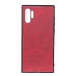 Matte Texture PU Leather Skin Plastic +TPU Hybrid Phone Cover for Samsung Galaxy Note 10 Plus – Red
