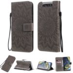 Imprint Sunflower Leather Wallet Case for Samsung Galaxy A80/A90 – Grey