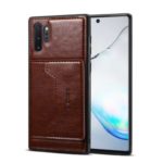 Crazy Horse PU Leather Coated PC TPU Hybrid Card Phone Case for Samsung Galaxy Note 10 Plus – Coffee