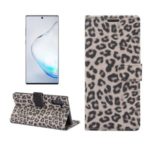 Leopard Skin Wallet Leather Phone Cover Case for Samsung Galaxy Note 10 – Brown
