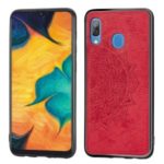 Imprint Mandala Flower Leather Coated PC + TPU Hybrid Case for Samsung Galaxy A20 / A30 – Red