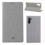 VILI DMX for Samsung Galaxy Note 10 Cross Skin Stand Leather Cell Case – Grey