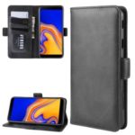 Cowhide Texture Leather Wallet Phone Cover for Samsung Galaxy J4+/J4 Core/J415 – Black