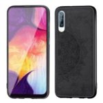 Imprint Mandala Flower PU Leather Coated PC + TPU Hybrid Case for Samsung Galaxy A50 – Black