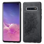 Imprint Mandala Flower PU Leather Coated PC + TPU Hybrid Case for Samsung Galaxy S10 – Black