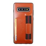 For Samsung Galaxy S10 Plus Card Holder PU Leather Cell Case – Brown