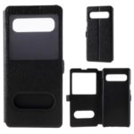 Silk Texture Dual Window Leather Stand Case for Samsung Galaxy S10 5G – Black