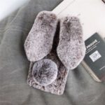 For Samsung Galaxy Note 10 Plus/Note 10 Plus 5G Rabbit Shape Fluffy Fur + TPU Phone Rhinestone Case – Coffee