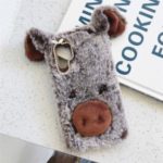 Rhinestone Decor Piggy Shape Fluffy Fur Coated TPU Protective Phone Cover for Samsung Galaxy Note 10 Plus/Note 10 Plus 5G – Coffee