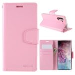 MERCURY GOOSPERY Sonata Diary Leather Wallet Mobile Casing for Samsung Galaxy Note 10 / Note 10 5G – Pink