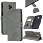 Mobile Phone Leather Wallet Protection Case for Samsung Galaxy J6+/J6 Plus – Grey