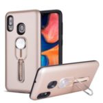 Finger Ring Kickstand PC + TPU Hybrid Case with Finger Holder Strap for Samsung Galaxy A20 – Rose Gold