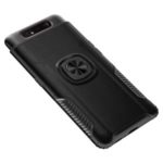 Phone Case Rotatable Finger Ring Kickstand PC + TPU Shell [Built-in Magnetic Metal Sheet] for Samsung Galaxy A80/A90 – Black