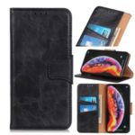 Crazy Horse Split Leather Flip Cover [Wallet Stand] for Samsung Galaxy A10s – Black