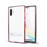 Hybrid Clear Back PC + TPU Kickstand Phone Case for Samsung Galaxy Note 10 Plus/Note 10 Plus 5G – Red
