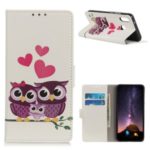 Pattern Printing Leather Wallet Case for Samsung Galaxy A10s – Owls and Hearts