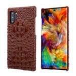 Alligator Skin Cowhide Leather Coated PC Cover for Samsung Galaxy Note 10 Plus / Note 10 Plus 5G – Brown