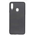 Matte Texture PU Leather Skin Plastic +TPU Hybrid Phone Cover for Samsung Galaxy A20s – Black