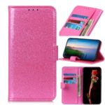 Flash Powder Wallet Stand Leather Mobile Phone Case Covering for Samsung Galaxy A20s – Rose