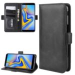 PU Leather Wallet Stand Phone Shell Cover for Samsung Galaxy J6 Plus / J6 Prime – Black