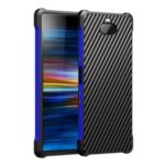 Carbon Fiber Texture Detachable 2-in-1 Metal+Aluminium Alloy Electroplating Back Shell for Sony Xperia 10 Plus – Black/Blue