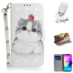 Light Spot Decor Pattern Printing Wallet Stand Flip Leather Case with Strap for LG W10 – White Cat