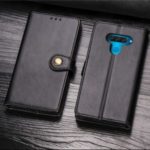 Magnetic Closure Wallet Lanyard Leather Phone Case with Stand for LG Q60 – Black