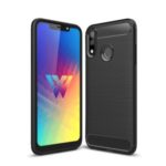 Carbon Fibre Brushed Soft TPU Case Protective Phone Cover for LG W10 – Black