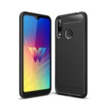 Brushed Carbon Fiber Texture TPU Mobile Phone Case Shell for LG W30 – Black