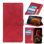 Matte Skin Wallet Leather Stand Case for LG W30 – Red