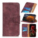Vintage Style PU Leather Wallet Casing for Huawei nova 5i Pro/Mate 30 Lite – Wine Red