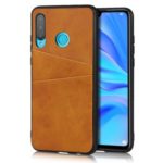 Dual Card Slots PU Leather Coated Hard PC Phone Case Protective Cover for Huawei P30 Lite / nova 4e – Brown