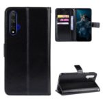 Phone Case For Huawei Honor 20 / nova 5T Crazy Horse Texture Wallet Leather Case with Strap Phone Cover – Black