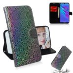 Flower Pattern Leather Wallet Stand Case for Huawei Y6 (2019, with Fingerprint Sensor) / Y6 Prime (2019) – Grey