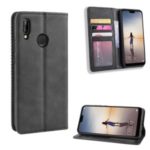 Vintage Style Magnetic Leather Wallet Protective Cell Phone Cover Case for Huawei P20 Lite (2018) / Nova 3e – Black