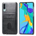 PU Leather Coated Hard PC Case with Card Slots for Huawei P30 – Black