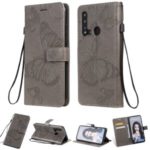 Imprint Butterfly Leather Wallet Case for Huawei P20 lite (2019) / nova 5i – Grey
