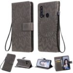 Imprint Sunflower Leather Wallet Stand Case for Huawei P20 lite (2019) / nova 5i – Grey