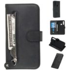 Zipper Pocket Flip Leather Wallet Case for Huawei P Smart Z/Y9 Prime – Black