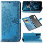 Embossed Mandala Flower Leather Wallet Case for Huawei Honor 20 Pro – Blue