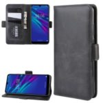 Magnet Adsorption Leather Wallet Stand Protective Case Phone Shell for Huawei Y6 (2019, with Fingerprint Sensor) / Y6 Prime (2019) – Black