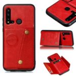 Magnetic Kickstand Leather Coated TPU Card Holder Cell Phone Cover for Huawei P20 lite (2019) / nova 5i – Red