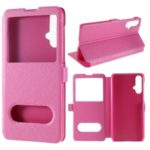 Silk Skin Dual View Window Leather Flip Shell for Huawei nova 5 / nova 5 Pro – Rose