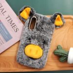 Rhinestone Decor Fluffy Fur Coated TPU Cover for Huawei Honor 9X / 9X Pro – Grey