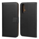 Genuine Leather Wallet Stand Mobile Phone Case for Huawei Honor 20 / nova 5T – Black
