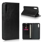 Crazy Horse Wallet Stand Genuine Leather Case Phone Shell for Huawei Honor 9X Pro – Black