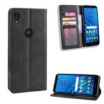 Retro Style Auto-absorbed Leather Phone Cover with Wallet Stand for Motorola Moto E6 – Black