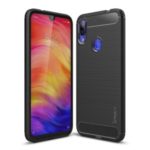 IPAKY Carbon Fiber Texture Brushed TPU Protective Phone Cover Case for Xiaomi Redmi Note 7 / Note 7 Pro (India) / Note 7S – Black